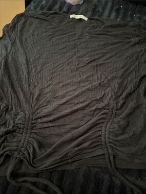 Black Ruched Drawstring Crop Top